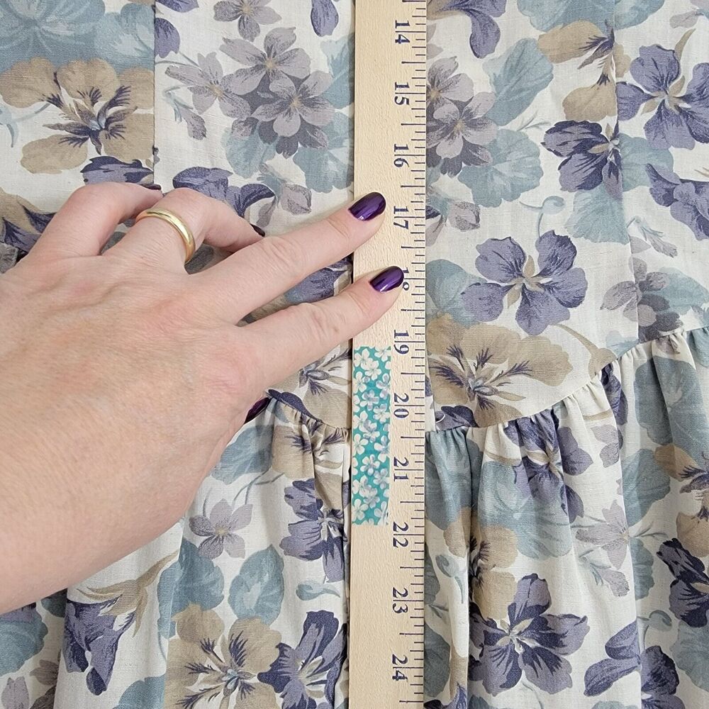 VTG Laura Ashley Great Britain Floral Puff Sleeve Midi Dress Sz 12 Cottagecore - Picture 12 of 16